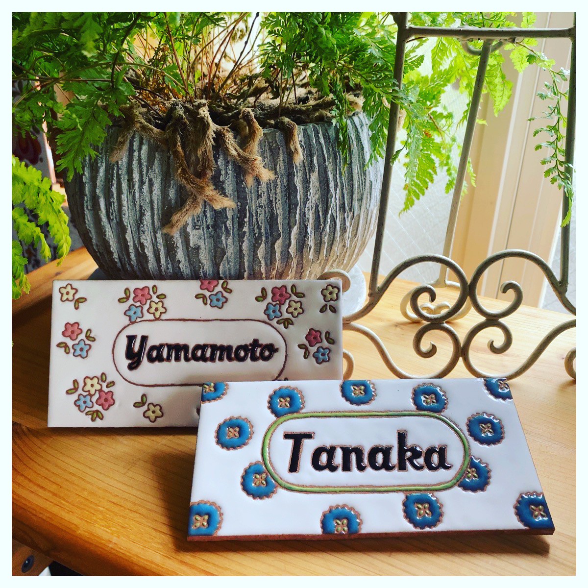 #表札#マンション#家#花#自然#草#かわいい#陶器#ハンドメイド#プレゼント#シンプル#ターコイズ#パステル 5,320円