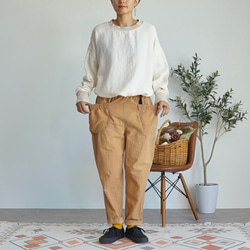 【福袋】三格紗衛衣/本色+素色營地工作褲/棕色 第1張的照片
