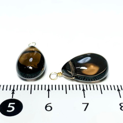 【天然石チャーム】スモーキークォーツ　ペアシェイプ　２個　ピアス用　ハンドメイド素材 4枚目の画像