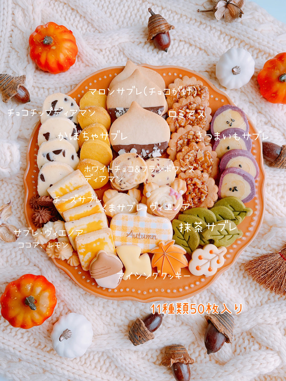 <秋限定> 秋の味覚がギュッと詰まった美味しくて可愛いよくばりクッキー缶 3枚目の画像