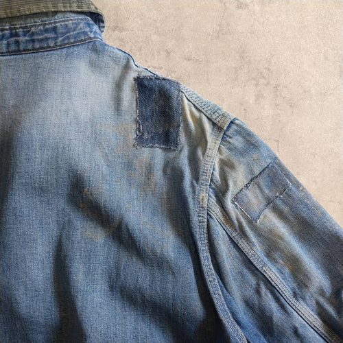 60'sフレンチビンテージカバーオール リペア ペンキ デニム ワークジャケット 60'sフレンチビンテージカバーオール リペア ペンキ デニム ワーク