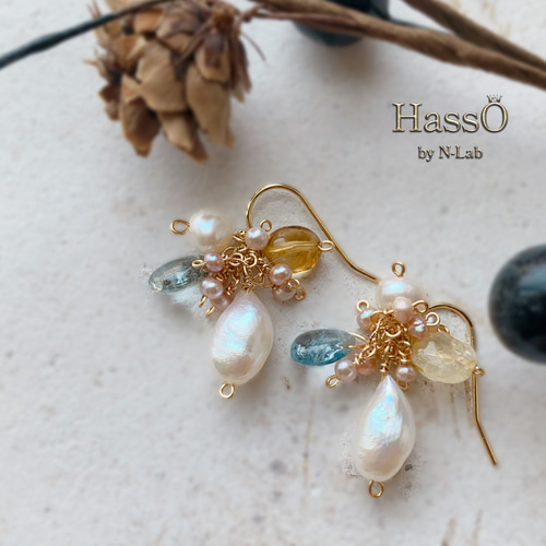 【No.650-a】気まぐれ 淡水パール　天然石　唯一無二のイヤリング/ピアス No.650-a】気まぐれ 淡水パール 天然石 唯一無二のイヤリング/ピアス