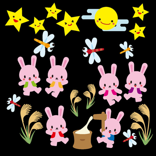 お月見ウサギの壁面】9月 秋 イラストダウンロード 保育・介護・病院