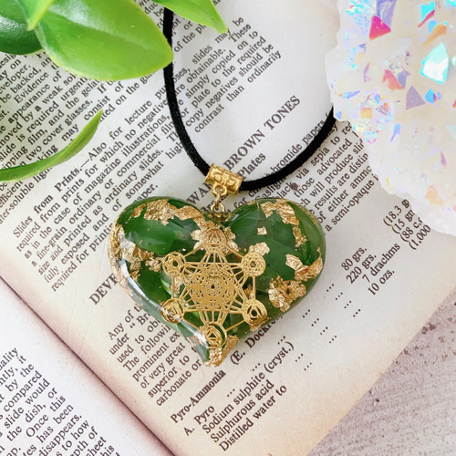 幸運✨オルゴナイト ネックレス ハート ディープローズクォーツ