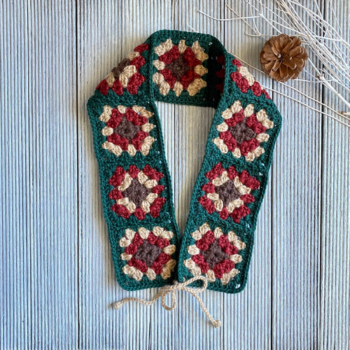 冬のお出かけに》手編み 紅葉の森＊3WAY♢ミニマフラー・大人のつけ襟