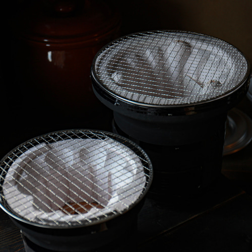 三河焼七輪9号・サナ（三河土の火皿・目皿）丸網セット（大）