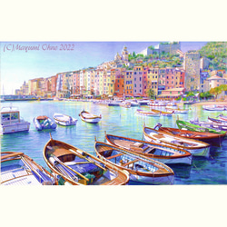アクリル原画 額代込み57×46㎝ 風景画 水彩画 ヨーロッパ イタリア