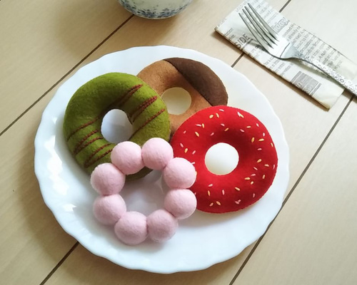 フェルト ままごと☆ドーナツセットD（4個セット） おもちゃ・人形 う