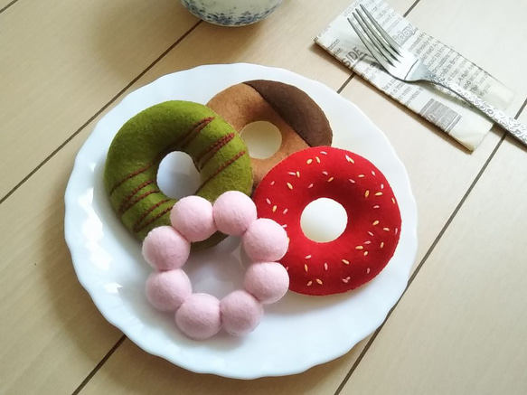 フェルト ままごと☆ドーナツセットD（4個セット） おもちゃ・人形 う