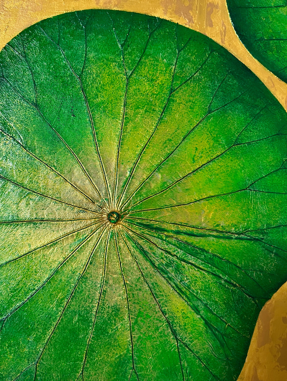 【受注1】【一点もの】オシャレでユニークな蓮の葉ハッピーアート: The beauty of lotus leaf. 2枚目の画像