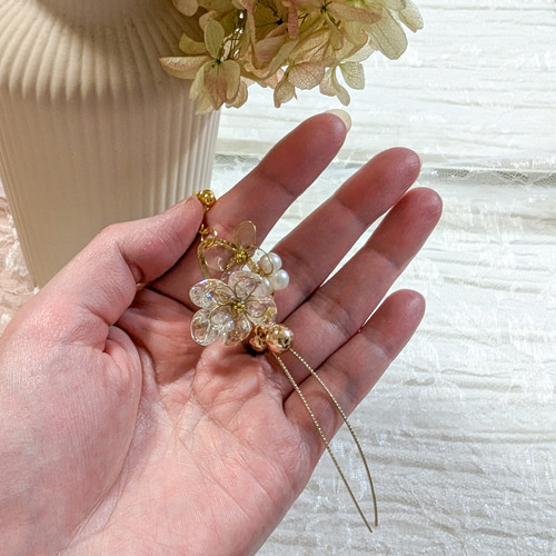 shiny flower~ オーロラフラワー ディップアート ピアス イヤリング