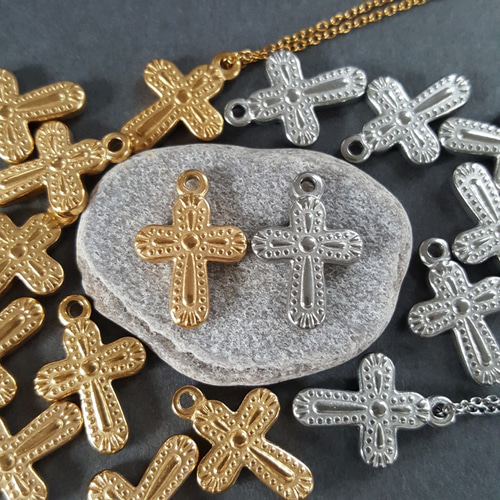 2pcs] オールステンレス製 メキシカン クロス サージカル ステンレス