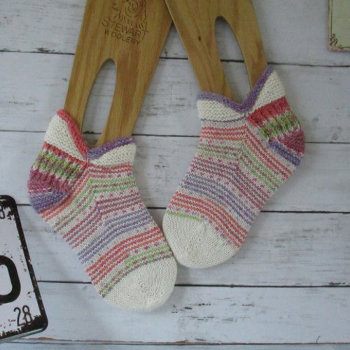 手編みサマーソックス Opal Cotton KFS 154ノイン＆KFS 207 コットン