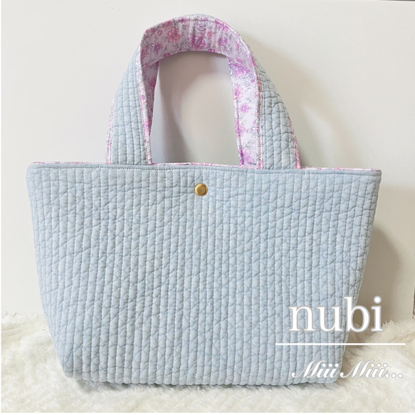 ヌビバッグ nubi トートバッグ イブルバッグ スカイブルー 花柄