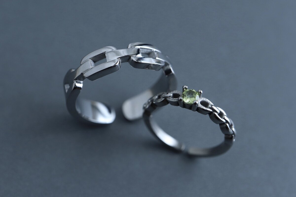 ペリドットのペアリング♦︎天然石♦8月誕生石♦サージカルステンレス【rock】