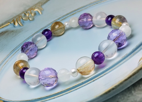 一点もの】ローズクオーツアメジストブレスレット【浄化済み】