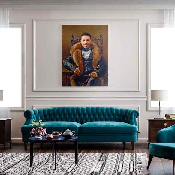 【オーダーメイド】写真からカスタムロイヤルキング天皇皇帝油絵スタイルの肖像画一点物 似顔絵 イラスト彼氏夫の贈り物誕生日 100%