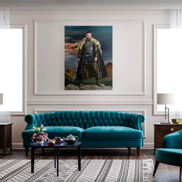 【オーダーメイド】写真からカスタムロイヤルキング天皇皇帝油絵スタイルの肖像画一点物 似顔絵 イラスト彼氏夫の贈り物誕生日 100%