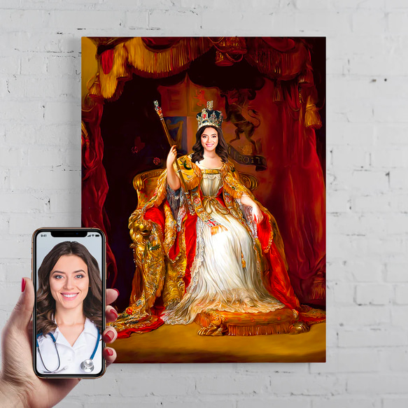 【オーダーメイド】写真からカスタムロイヤルキング天皇皇帝油絵スタイルの肖像画一点物 似顔絵 イラスト彼氏夫の贈り物誕生日 100%