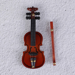 1本　ミニチュア　バイオリン　木製　 楽器 音楽 ドール用品 ドールハウス　オーケストラ　弦楽器 5枚目の画像