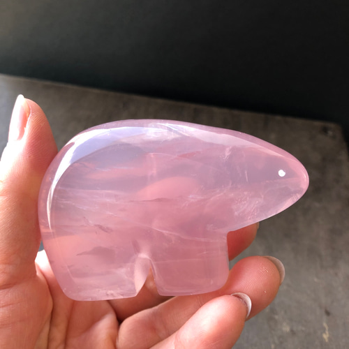 モザンビーク産☆ローズクォーツベアー☆瀧川神社にて浄化☆155g☆80