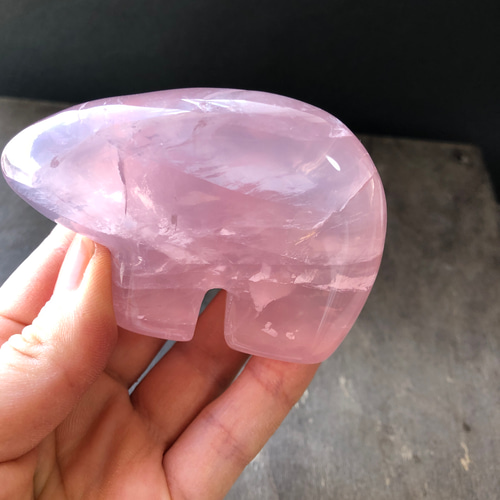 モザンビーク産☆ローズクォーツベアー☆瀧川神社にて浄化☆155g☆80