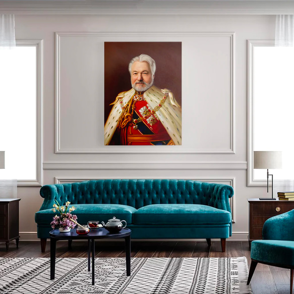 【オーダーメイド】写真からカスタムロイヤルキング天皇皇帝油絵スタイルの肖像画一点物 似顔絵 イラスト彼氏夫の贈り物誕生日 100%