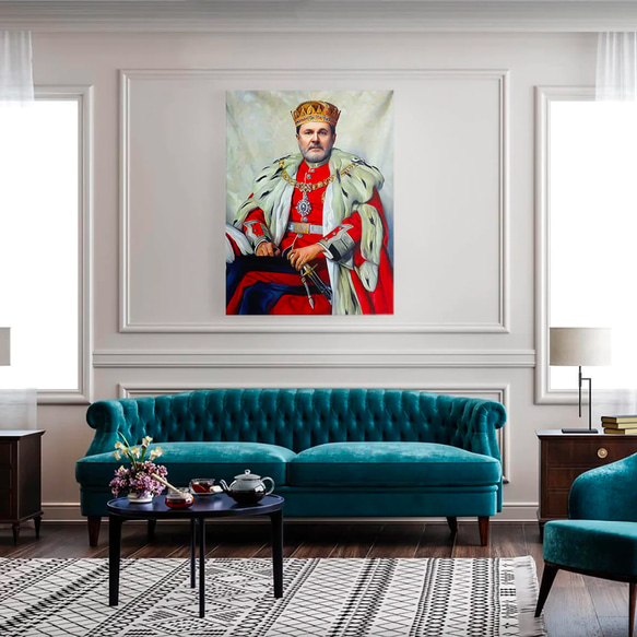 【オーダーメイド】写真からカスタムロイヤルキング天皇皇帝油絵スタイルの肖像画一点物 似顔絵 イラスト彼氏夫の贈り物誕生日 帆布・キャンバス SK1554624972(11830円)