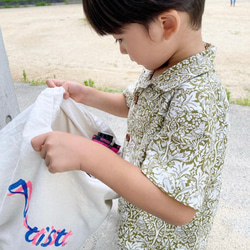 ウィリアムモリス の キッズシャツ　カーキ／ブルー 20枚目の画像