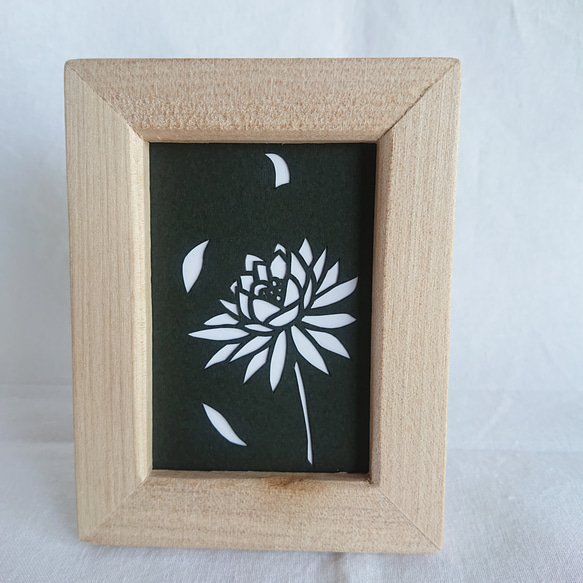 えべっさん切り絵アート作品 作者不詳 木製フレーム 月下美人 フレーム