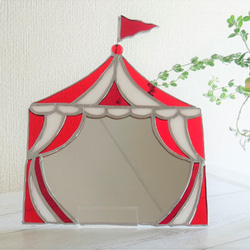 ✴︎:.。蓮の壁掛け鏡♪　ベージュトーン　ステンドグラス ✴︎:.。蓮の壁掛け鏡♪ ベージュトーン ステンドグラス