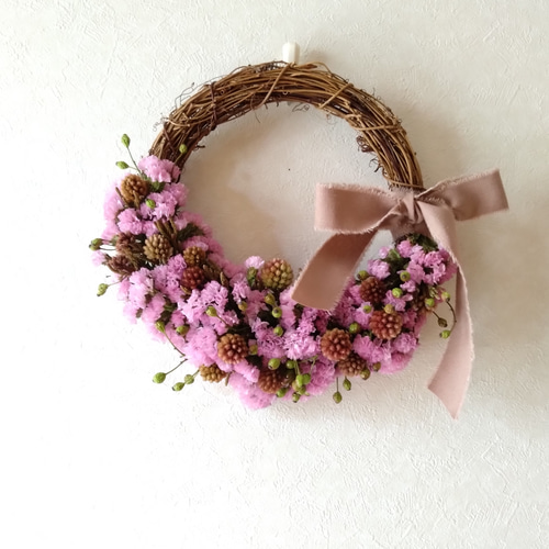 ピンク♡スターチスのハーフリース ドライフラワー ドライフラワー