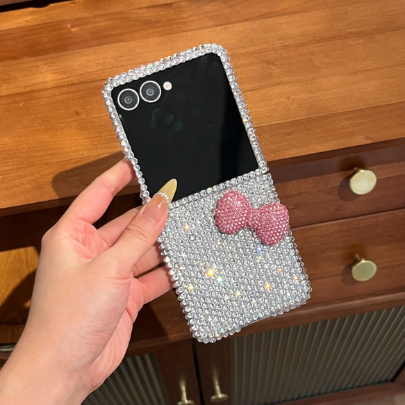 キラキラ Galaxy Z Flip 7 6 5 4 3 ケース ラインストーン 立体リボン