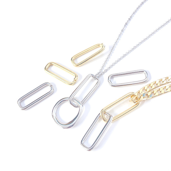 新作【4個入り】シンプル長方形シルバーチャーム、コネクター NF 4枚目の画像