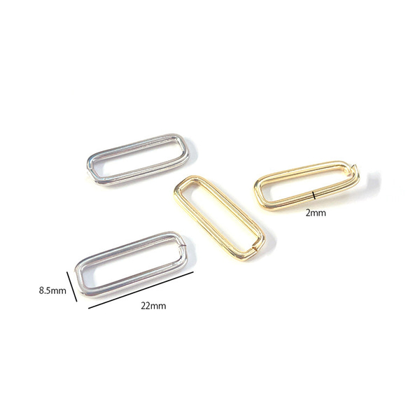 新作【4個入り】シンプル長方形シルバーチャーム、コネクター NF 5枚目の画像