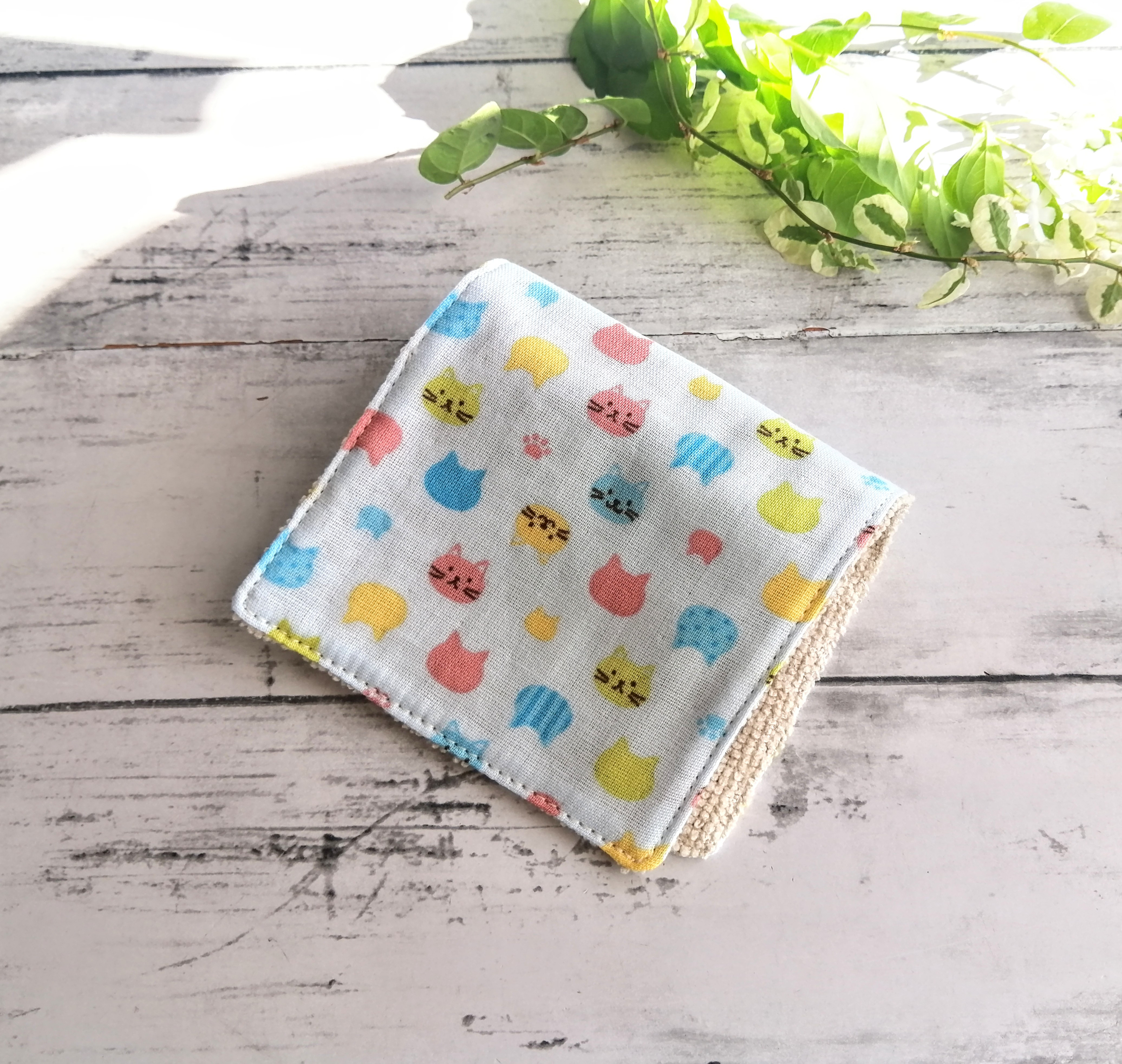 ★sale㉙★6重ハーフガーゼハンカチ　ネコ　にゃんこ　10×20 lm-k516_1.jpg