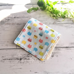 ねこ ハーフハンカチ ガーゼハンカチ タオルハンカチ ダブルガーゼ