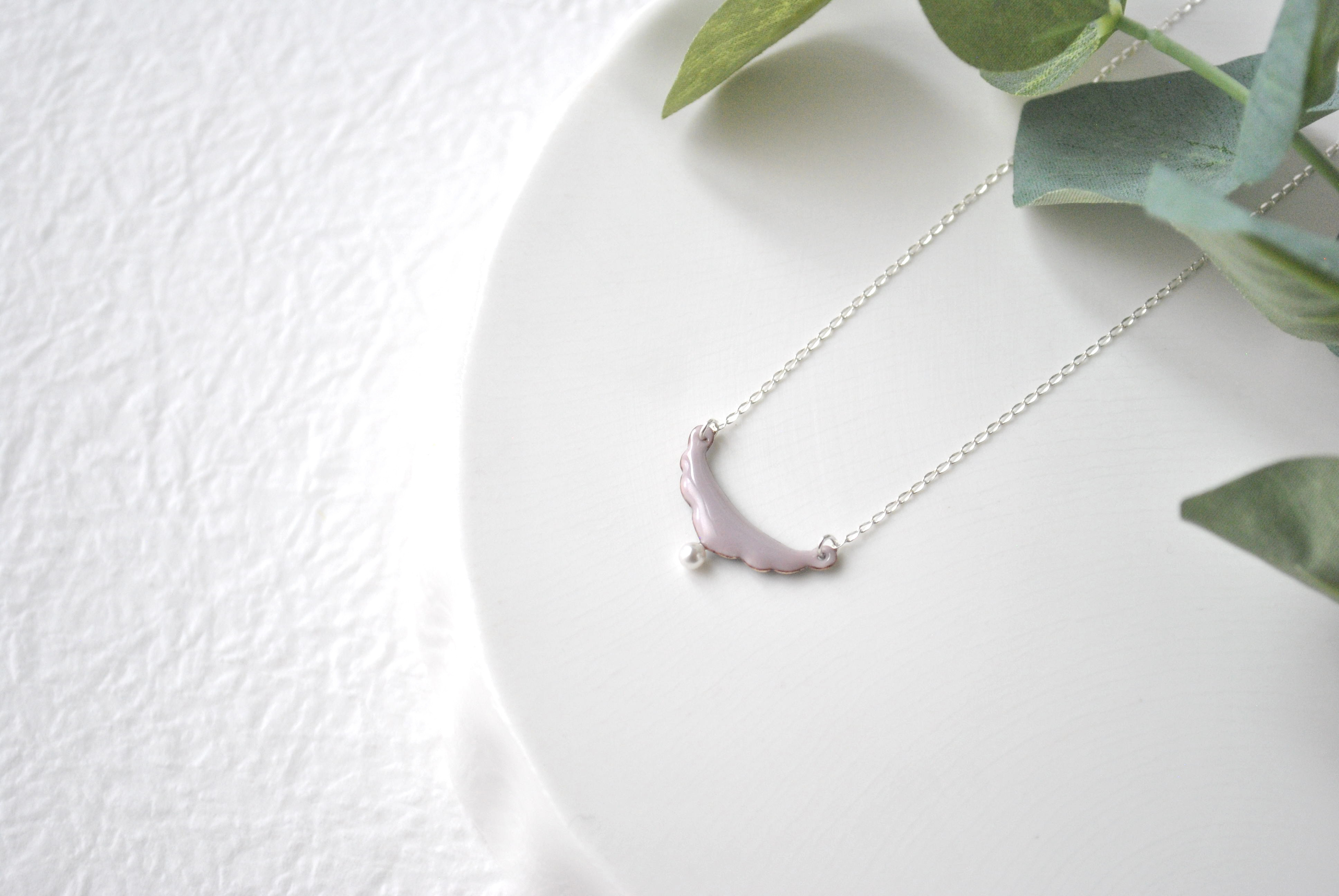 七宝焼「frill necklace　～gray cherry tree～」