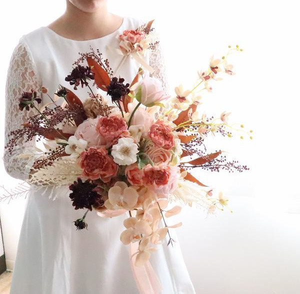 ニュアンスカラーブーケ　フォトウェディング　ガーデンウェディング　インテリア　361