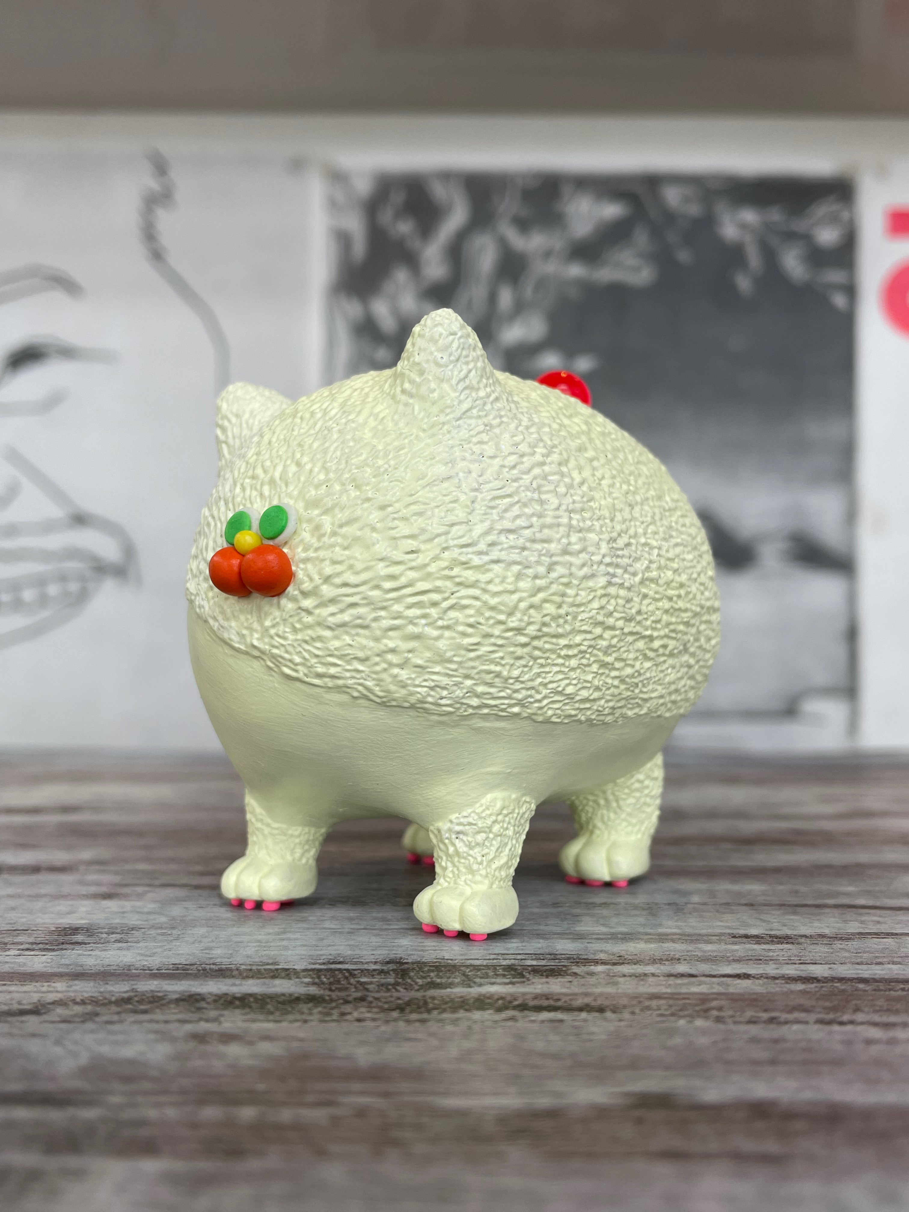 ”高さ75mm”★☆さちくるん(クリーム系) ☆ 幸せを招ぶ置き物として ★ 笑顔にさせるために頑張ってます。