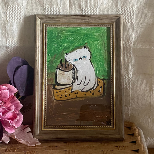 絵画。原画【可愛い猫ちゃんたちを連れて楽しい遠足に行く