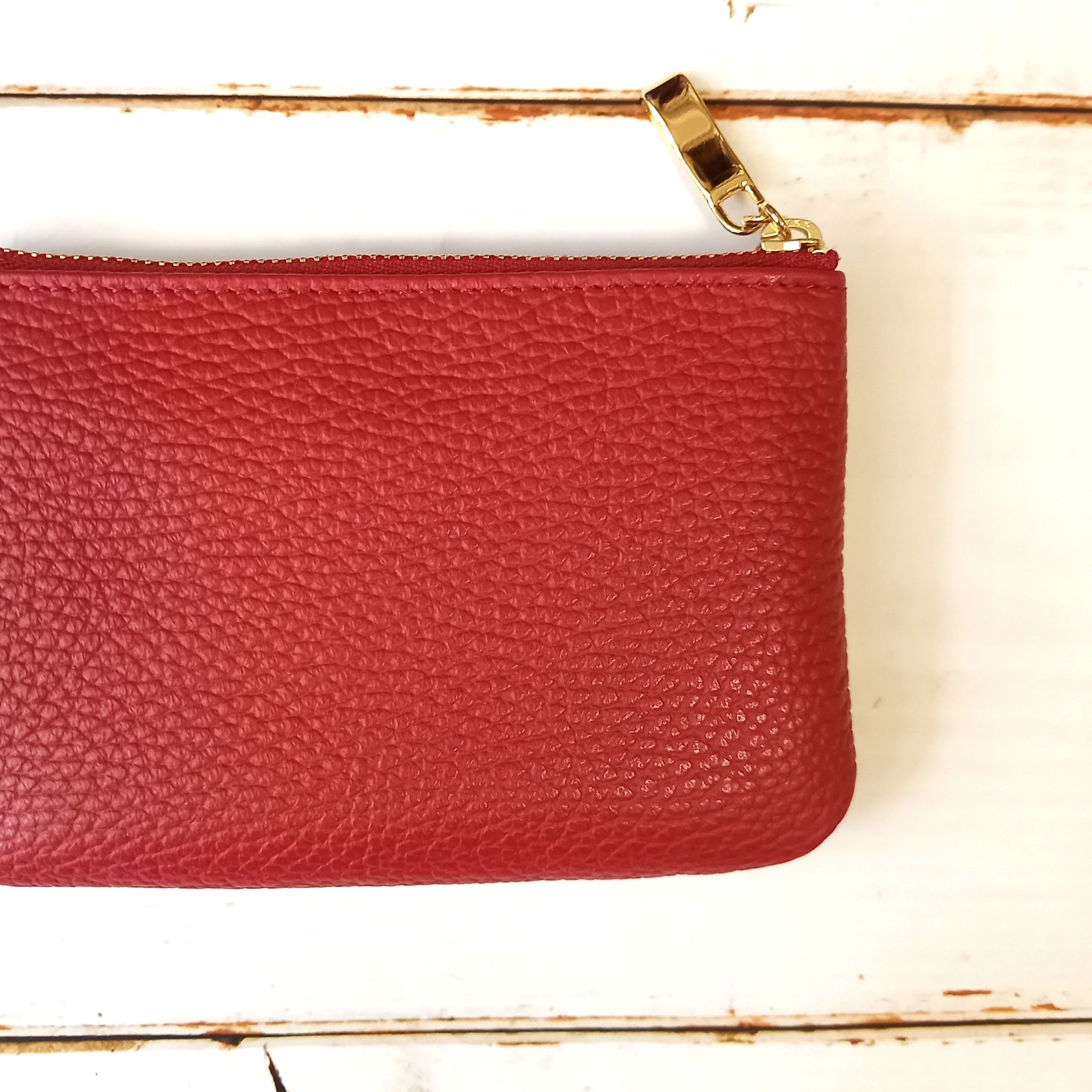 ミニ財布にもなる本革マルチケース(レッド)お財布、カードケース、用途いろいろ！高級イタリアンレザー◇かわつむ