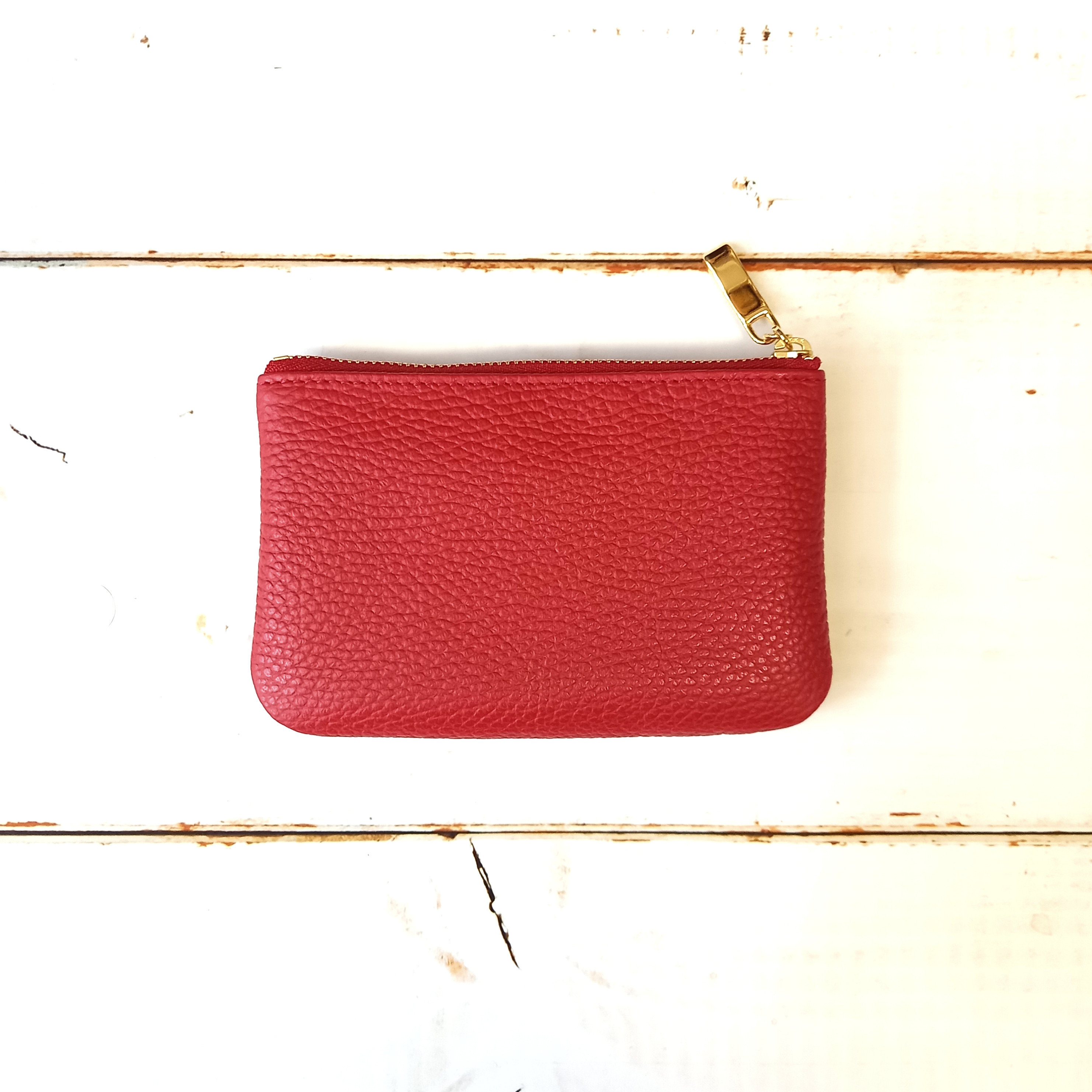 ミニ財布にもなる本革マルチケース(レッド)お財布、カードケース、用途いろいろ！高級イタリアンレザー◇かわつむ