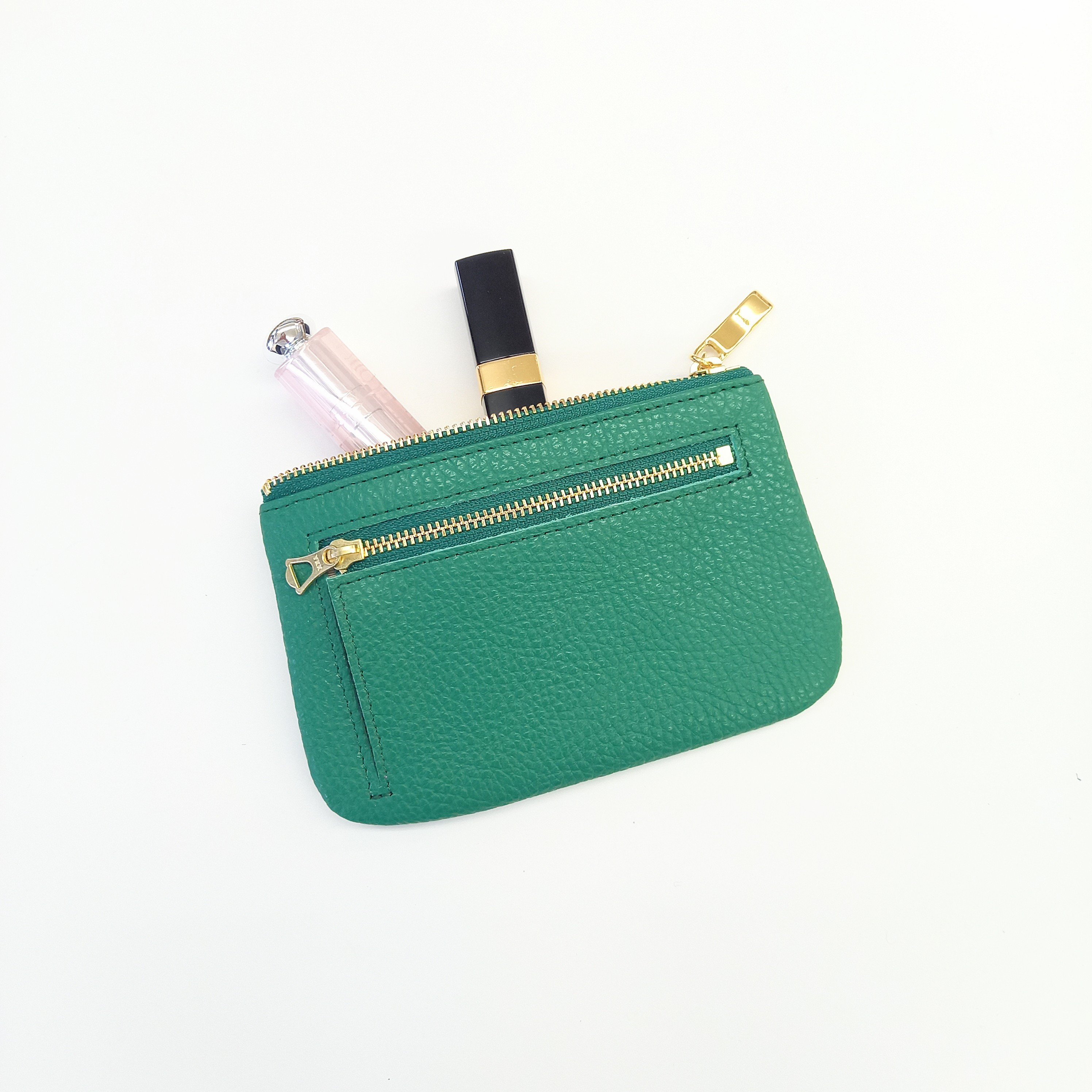 ミニ財布にもなる本革マルチケース(レッド)お財布、カードケース、用途いろいろ！高級イタリアンレザー◇かわつむ