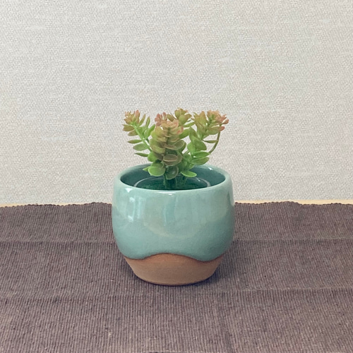 紫砂色絵鉢 植物盆栽 円形緑蘿花鉢 多肉盆栽 レトロな翠色の鉢 〜観葉植物・多肉植物・苔盆栽など〜 一輪挿し