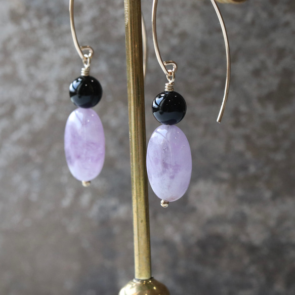 大號薰衣草紫水晶+縝瑪瑙天然石14Kgf耳環/耳環--薰衣草香水-- 第1張的照片