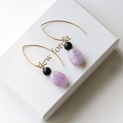 大號薰衣草紫水晶+縝瑪瑙天然石14Kgf耳環/耳環--薰衣草香水-- 第2張的照片