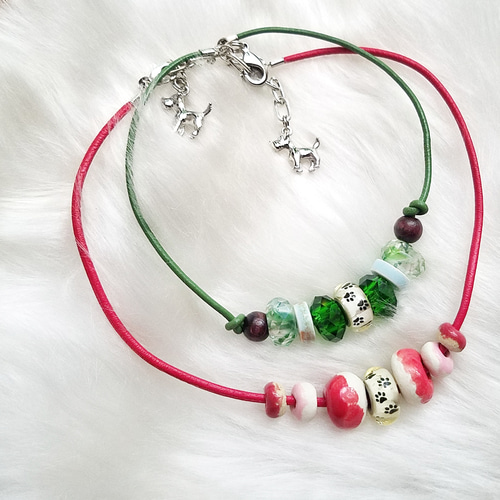 編み紐チョーカービーズ付き ガイドの作品紹介：チョーカー特集