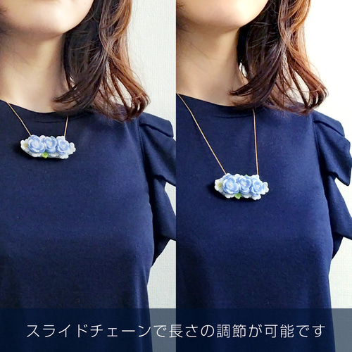 ネックレス：ベゴニア・芍薬・椿・クリスマスローズ ／ かぎ針編み 花