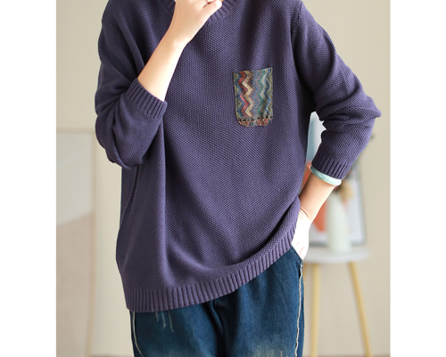 ☆新品【45R】 ニット トップス 長袖 Ｓ～Ｍ レディース 人気 綿 紫陽花 ニット レディース 長袖 トップス ゆったり ワイド